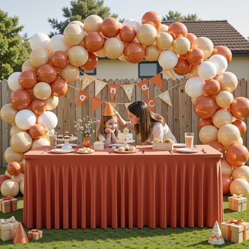 2 Packs Terracotta Spandex Table Cloths 4 Foot, Fitted Stretch Table Cover with Skirts 24x48 Inch, Wrinkle-Free Floor Length Tablecloths Rectangular for Weddings Parties Banquets Events Decorations - Image 3
