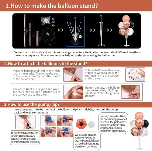 4 Sets Rose Gold and Black Balloons Stand for Table - Image 5