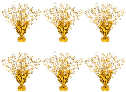 6 Pack Metallic Foil Spary Centerpieces for Tables, Gold Centerpieces for Tables Decorations, Star Brust Table Centerpieces for Birthday Graduation Wedding Baby Shower Party by Unknown