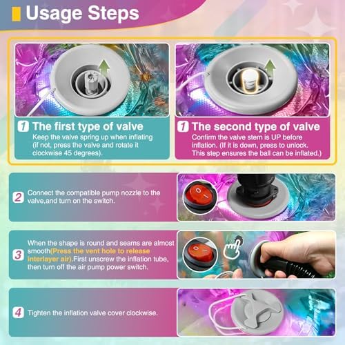 Inflatable Mirror Ball,Reusable Mirror Ball Large Event Decoration PVC Ball for Party,Concerts,Stage,Wedding Decorations - No Pump Included(Iridescent, 1pcs：1m) - Image 2