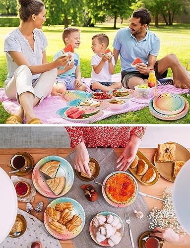 Nkaiso 141Pcs Rainbow Paper Plates and Napkins Party Supplies for20 - Image 6