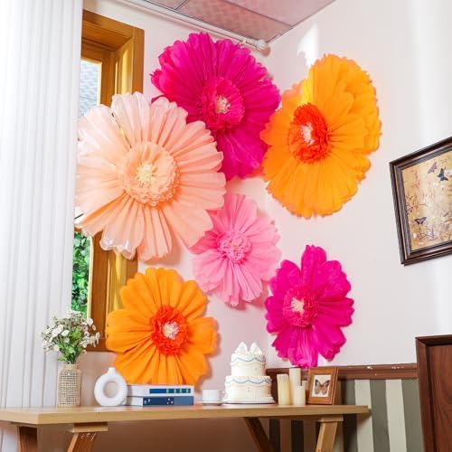 Giegxin 6 Pcs 31.5", 24" Orange Giant Paper Flower Large Tissue Pom Pom by Giegxin
