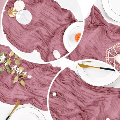 6 Pack Dusty Pink Cheesecloth Table Runner 20 x 120 inch Gauze Table Runners 10 FT Long,Semi Sheer Cheese Cloth Fabric Table Runner Bulk for Wedding,Party,Baby Shower,Bridal Shower Decoration - Image 6