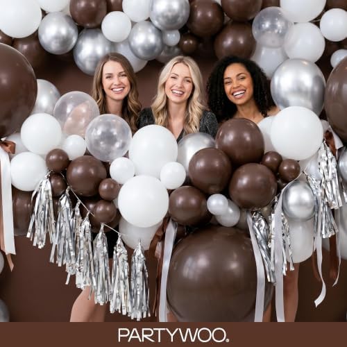 PartyWoo Dark Brown Balloons 50pcs Boho Coffee Neutral Fall Color 12 Inch - Image 5