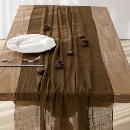 6Pcs Coffee Cheesecloth Table Runner 120 Inches for Party Boho Home Decor - Image 4