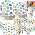 Funnymoom 452 Pcs Easter Party Supplies for 50, Colorful Easter Egg Paper Plates Napkins Cups Tablecloth Cutlery Straws Disposaable Tableware Set for Spring Birthday Baby Shower Party Decorations by Funnymoom