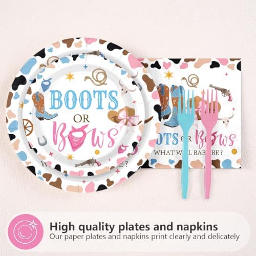 96Pcs Boots or Bows Gender Reveal Party Supplies - Image 2
