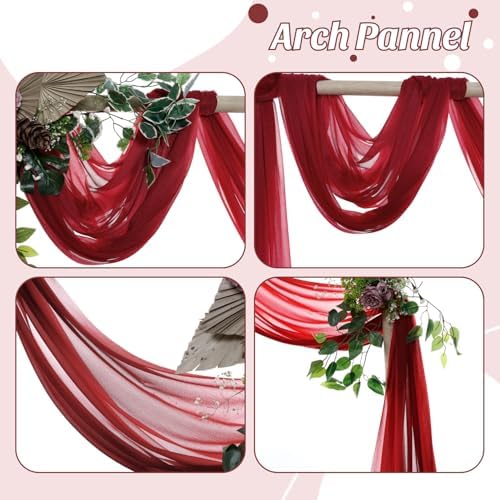 Pack of 1 Wedding Arch Drape Panel Fabric 30" x 50ft - Apple Red - Image 5