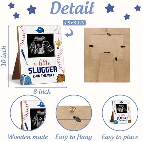 Baseball Baby Shower Decoration Frame, A Little Slugger Is On The Way Baby Shower Decorations, New Mom Expecting Parents-to-Be Keepsake Gifts, Pregnancy Milestone Keepsake, Gender Reveal Gifts - Image 2