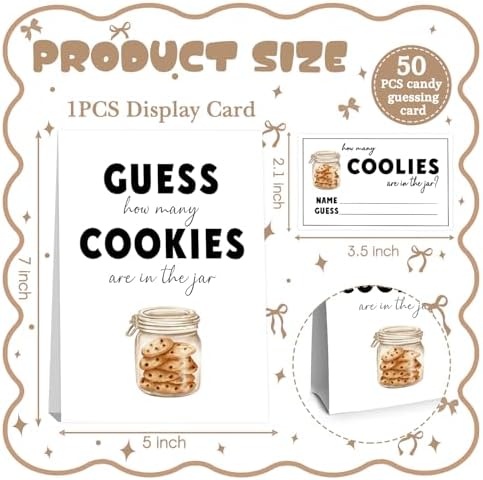 Cookie Monster Baby Shower Decorations,Guess How Many Baby Shower Game,Guess How Many Cookies are in the Jar,One Sweet Cookie Birthday Party Game & Activities 50 Cards and Sign - Image 2