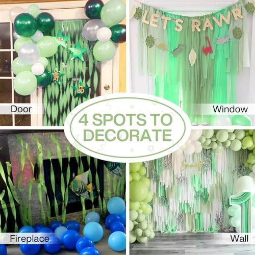PartyWoo Crepe Paper Streamers 4 Rolls 328ft, Pack of Pearl Green Party Streamers, Crepe Paper for Birthday & Baby Shower Decorations (1.8 in x 82 Ft/Roll) - Image 5