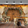 15x10ft Western Wedding Backdrop Rustic Barn Door Photography Backdrop Farmhouse Pink Flower Cabin Wooden Birthday Baby Shower Country Anniversary Bridal Party Banner Photo Booth Props Background by Mtsxfy