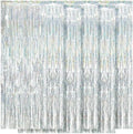 5 Pack Silver Foil Curtain Backdrop 3.2ft x 9.8ft Metallic Tinsel Foil Fringe Curtains Streamer Photo Booth Backdrop for Birthday Party Engagement Bachelorette Party Decorations - Sparkle Silver by Ohiyoo