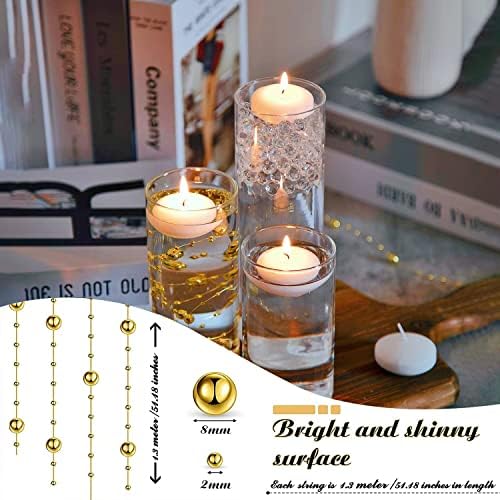 UDU 12 Set Glass Vases for Centerpieces with 24 White Floating Candles 80000 Vase Filler 6 Pearl String Party Event Home Wedding Centerpieces for Tables Decorations - Image 4