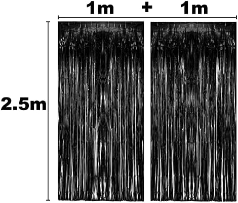 Black Tinsel Backdrop Curtain - GREATRIL Tinsel Curtain Party Backdrop Streamers for Wizard Birthdays/Stranger Theme/Doorway/Halloween Decorations Party - 2 Packs - Image 6