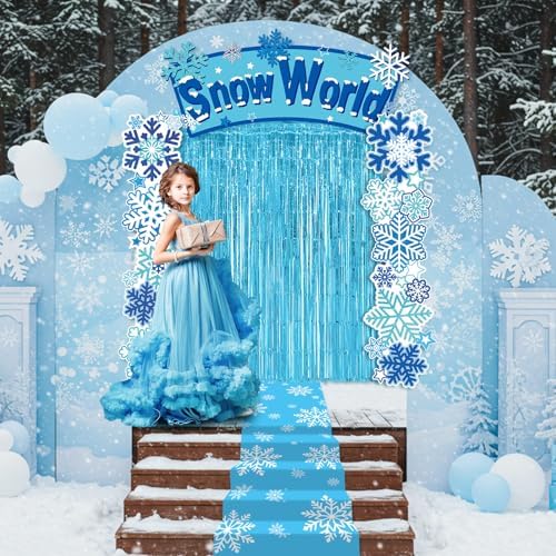 VitalCozy 7 Pcs Winter Party Decorations Snowflake Foil Fringe Curtains - Image 5