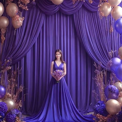 24x10FT Dark Purple Backdrop Curtains for Wedding Parties, Wrinkle Free Polyester Photography Backdrop Drapes for Baby Shower Birthday Parties Stage Background Stand Decorations 4x10ft,6 Panels - Image 6