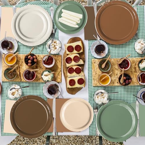 Oigco Woodland Baby Shower Decorations - 60 PCS Brown Sage Green Neutral Forest Animal Brown Plates and Napkins for Safari Jungle Baby Shower Decorations - Image 3