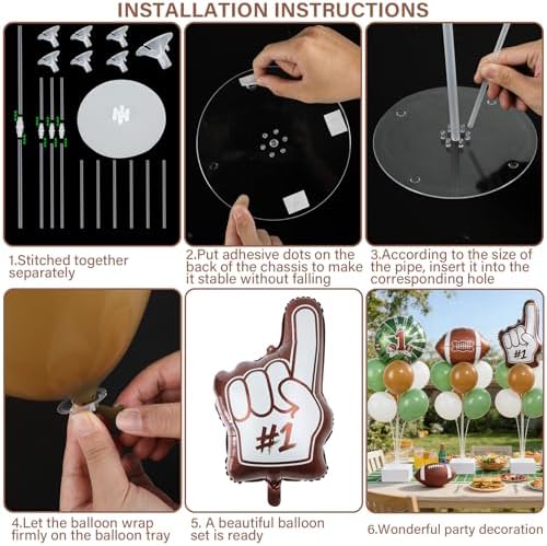 Naozinebi 4 Sets Football Birthday Party Balloons Stand Kit Party Decor - Image 3