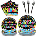 96 Pcs Happy Last Day of School Paper Party Plates and Napkins for Summer Vacation Supplies Summer End of School Year Theme Dessert Tableware Set for 24 Guests Birthday Party Decorations by CHUNNIN