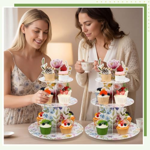 2Pcs 3 Tier Wildflower Party Cupcake Stand Decoration - Image 6