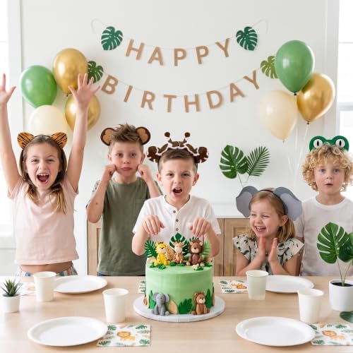 CiyvoLyeen 12Pcs Jungle Animal Ears Headbands Safari Decor for Kids Adult - Image 2