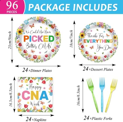 96PCS Happy CNA Week Party Decorations Nurse Week Plates and Napkins Thanks for Everything You Do Nursing Assistant Tableware Dinnerware Set for Doctors Day Medical School Grad Party Decor Supplies - Image 2