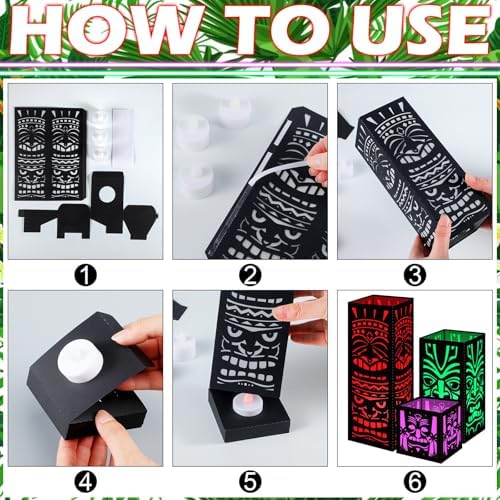 Rossesay 12 Pcs Tiki Totem Boxes Decor Hawaiian Luau Centerpieces for Table - Image 6