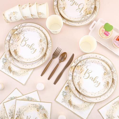 Boho Baby Shower Tableware Set For 25 Guests, 175 Pcs, Neutral - Image 4