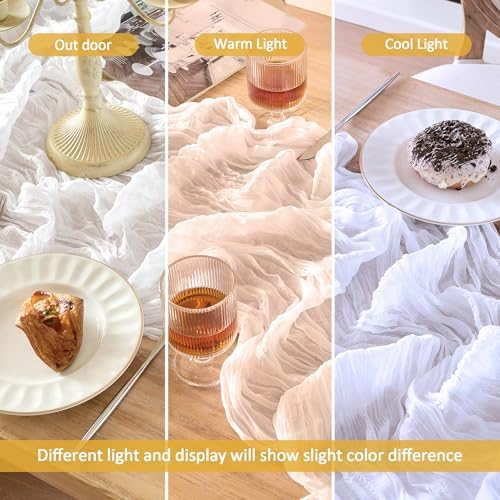 White Cheesecloth Table Runner 35x120in Boho Gauze Wedding Decor - Image 5