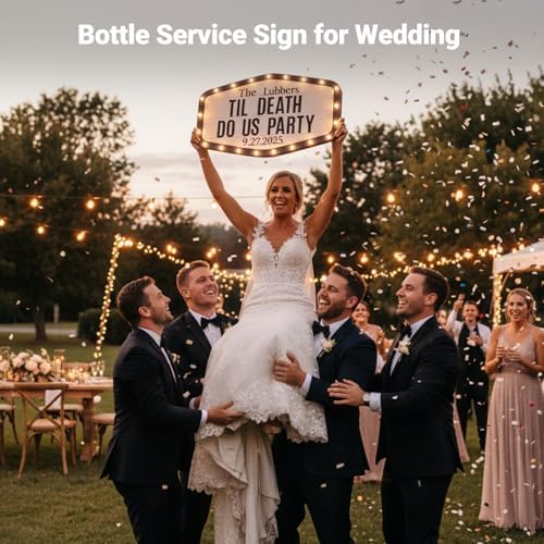 16IN Wedding Bottle Service Sign, Personalized Wedding Entrance Props Led Marquee Sign for Reception, Custom Light up Marquee Sign with Stickers for Bridal Engagement Anniversary Nightclub Gift - Image 2