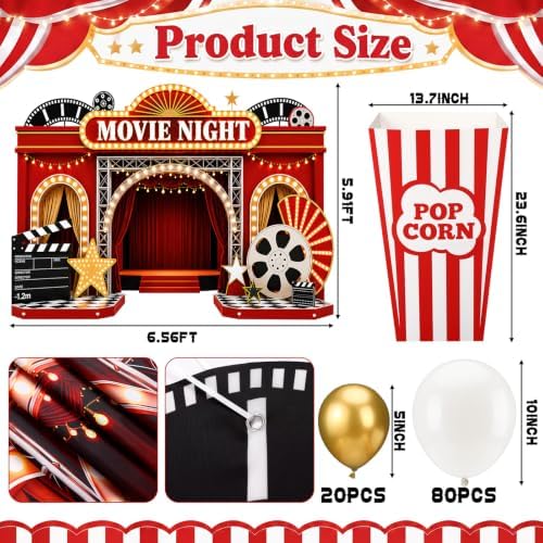 Novabright 103 Pcs Movie Night Party Decorations Movie Themed Backdrop - Image 2