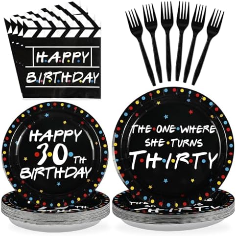 Grencian 96 Pcs iFriends Themed 30th Birthday Party Decorations, Serves 24 by Grencian