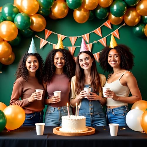 412Pcs Green and Gold Balloon Arch Kit, 18 12 10 5 Inch Different Size Latex Balloons Dark Green and Gold Party Balloons for Birthday Graduation Jungle Party Decorations - Image 6