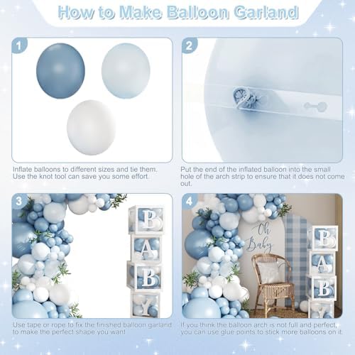 CROSSFINGERS Dusty Blue Balloon Baby Shower Decorations for Boy - Image 7