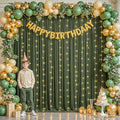 10 x 10ft Olive Green Backdrop Curtains with Lights String by PartyTalk