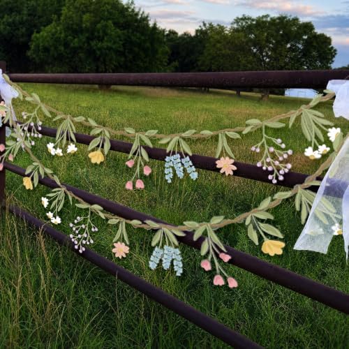 Cheerland 3pcs Wildflower Garland Flower Banner Floral Party Decorations Reusable Banner for Enchanted Garden Birthday Woodland Baby Bloom Bridal Shower Silly Goose Fairy Cottagecore Whimsical Decor - Image 4