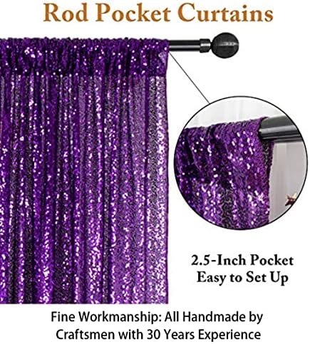 ShinyBeauty Sequin Backdrop 8ftx10ft Royal Purple Sequin Fabric Drapes Sparkle Backdrops for Photoshoot Glitter Curtain for Birthday Party Background - Image 3