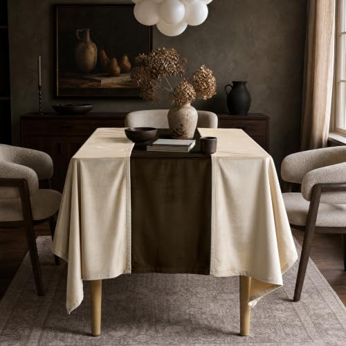 Beige Table Cloth Rectangle Table: Luxurious Champagne Velvet Table Cloth - Image 6