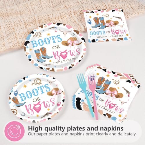 96Pcs Boots or Bows Gender Reveal Party Supplies - Image 3