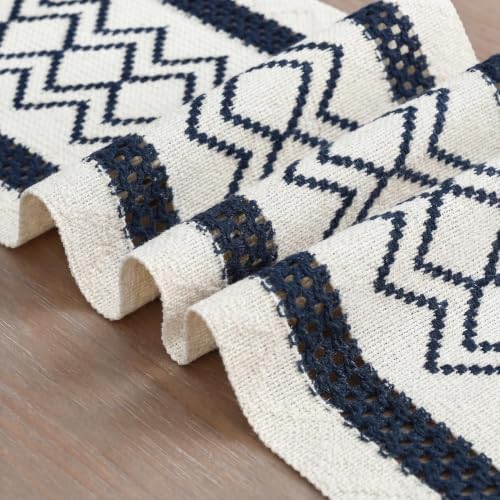 Artoid Mode Dark Blue Stripe Diamond Woven Table Runner 12x48 Inch - Image 6