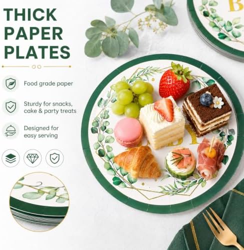 40pcs Sagegreen Oh Baby Plates&Napkins Green Eucalyptus Baby Shower Plates - Image 4