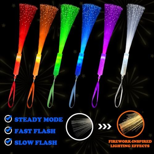 Halloween Glow in Dark Party Favors for Kid,12PCS Light Up Fiber Optic Wand - Image 5