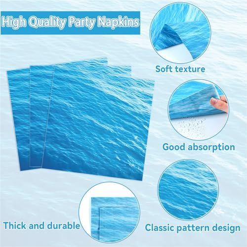 96Pcs Iridescent Sea Party Plates Napkins Waves Birthday Party Decorations - Image 4