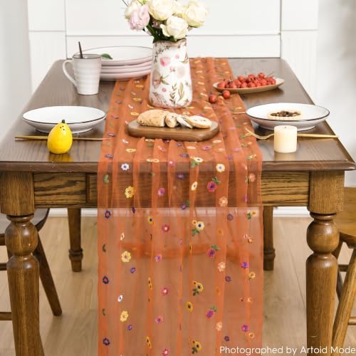 Artoid Mode Caramel Daisy Gauze Table Runner 120 Inch 10FT - Image 2