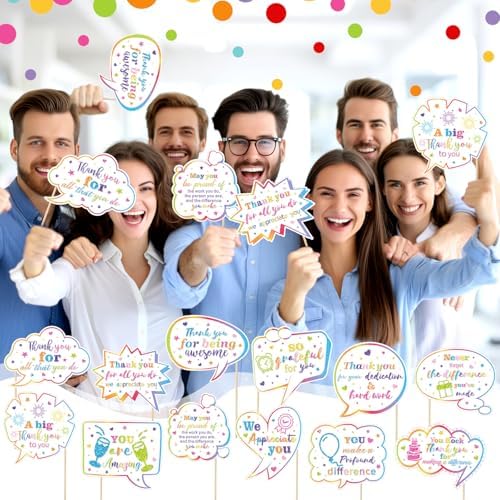 24pcs Customer Service Week Appreciation Decor Photo Prop, Colorful Glitter - Image 5