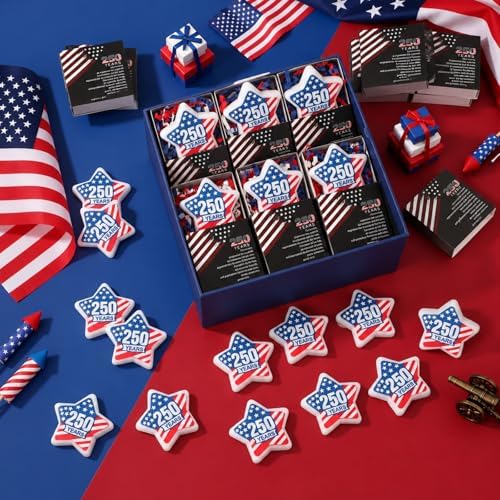 Wettarn 72 Sets 250th Anniversary Star Gifts America Flag Toys with Boxes - Image 5