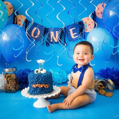 BEISHIDA 30Pcs Blue Silver Hanging Swirls Birthday Winter Party Supplies - Image 5