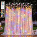 Ledido 10×8ft White Tulle Backdrop Curtains with RGB Lights, 2 Panels 5×8ft by Ledido