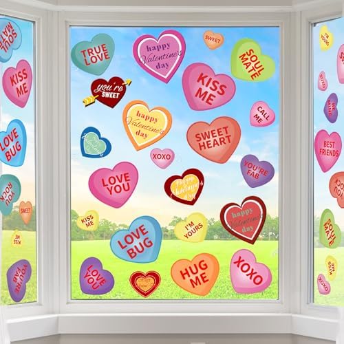10 Sheets Valentines Day Window Clings for Valentines Decor, Reusable by AkeRock